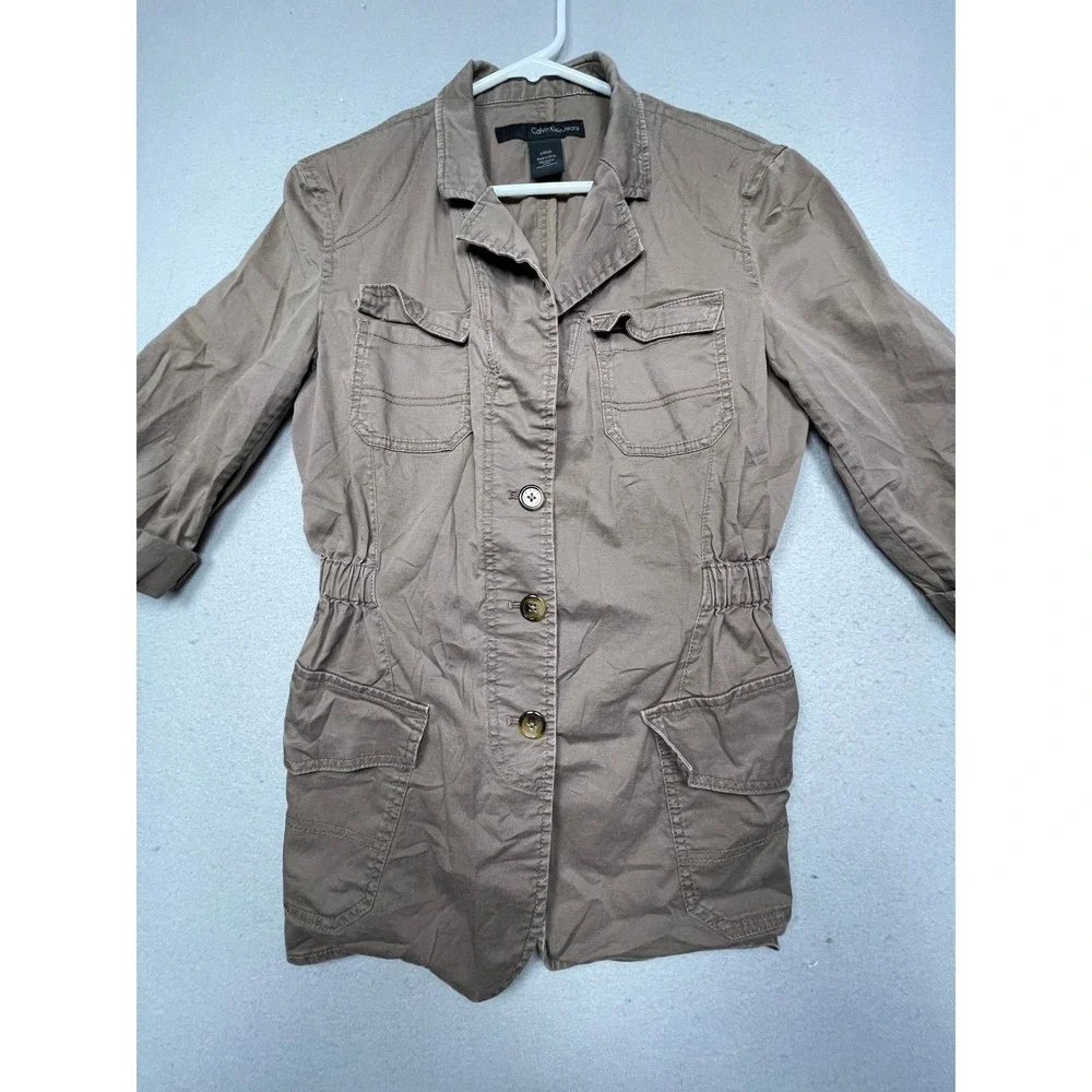 Calvin Klein Jeans Utility Field Jacket Cotton Brown Small Womens